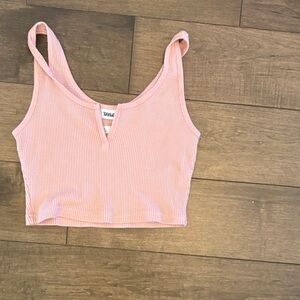 TNA Light Pink Ribbed Crop Top
